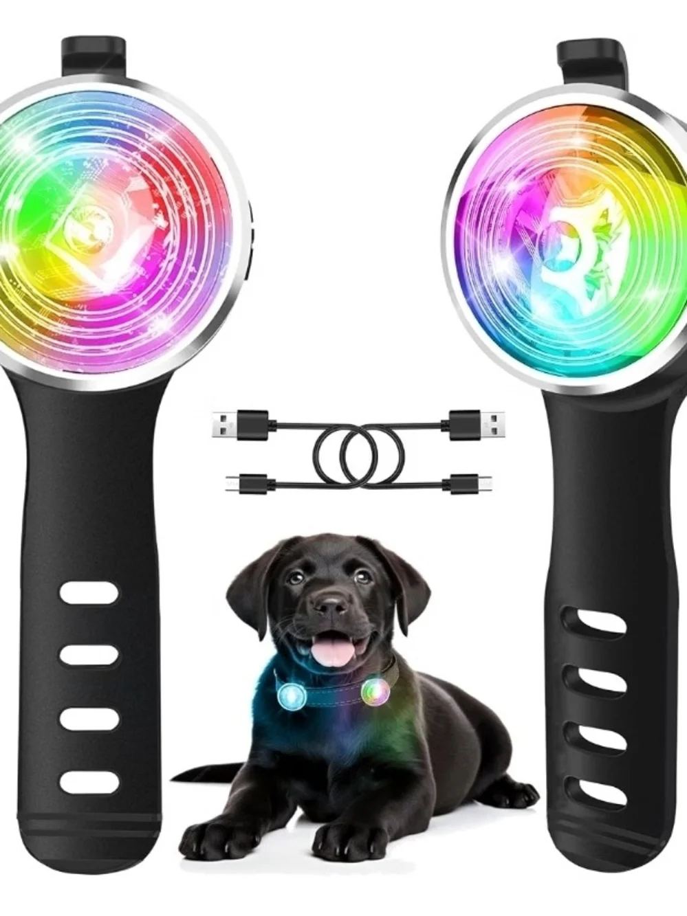 LED Rechargeable Dog Collar Lights - Multicolor Safety Beacons